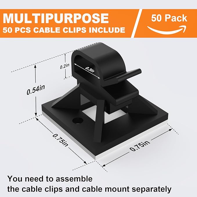 200 Pack 3/4" Zip Tie Adhesive Mounts Self Adhesive Cable Tie Base Holders with Multi-Purpose Tie wire clips with screw hole,Anchor stick on wire holder,Black