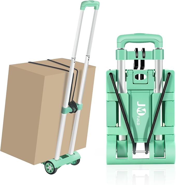 Folding Hand Truck 70 lbs，Small Dolly with 2 Wheels，Folding Luggage cart， Lightweight Aluminum Foldable Luggage Cart，for Airport,Travel,Moving and Office Use (Silver-Aluminum)