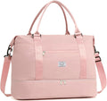 TANTOMI Travel Duffle Bag for Women Personal Item Travel Bag with Shoes Compartment, Weekender Overnight Bag Carry On Duffle Bag Tote Gym Bag for Travel, Sports, Hospital, Dance, Pink