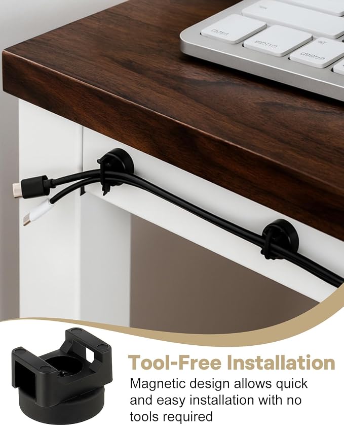 Magnetic Cable Clips Zip Tie Mount Base | 20 Pcs 20mm Magnetic Wire Cable Holders with 100 Pcs Heavy Duty Zip, Multipurpose Cable Ties Management Base for Wire