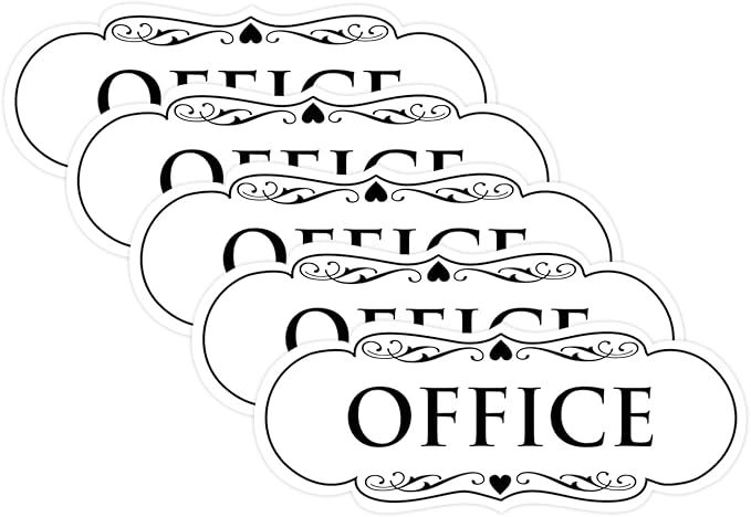 All Quality Designer Office Sign | Easy Installation - White - Medium (5 Pack)