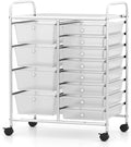 BECOMFORT 15-Drawer Rolling Cart with Drawers, Storage Cart on Wheels, Teacher Classroom Organizers with Metal Frame, Mobile Craft Cart for Tools
