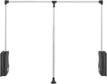 Rev-A-Shelf 35"-48" Pull Down Adjustable Side Mounted Closet Rod with Telescoping Handle for Custom Closet Systems, Min Opening Width of 35", Chrome, CPDR-3548