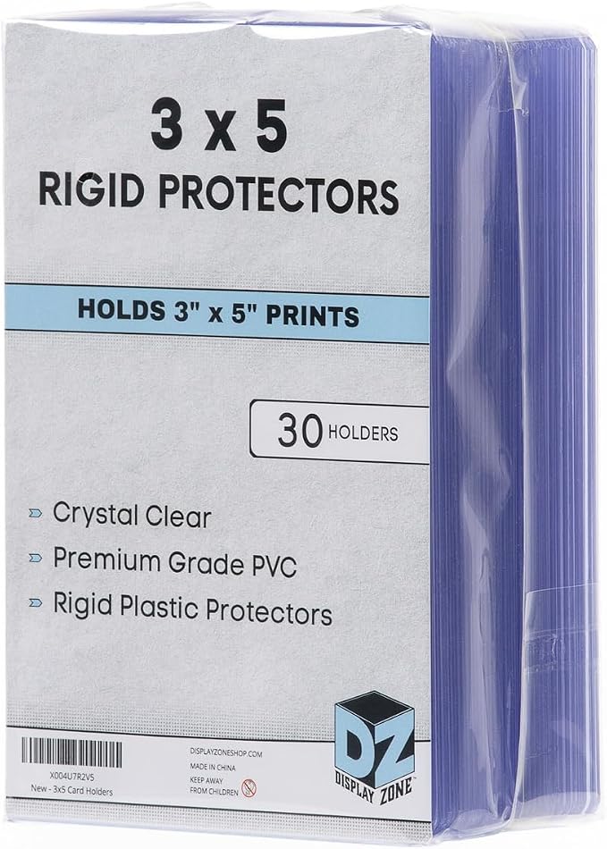 30 Toploaders Display Zone 3x5 Index Card Sleeves Plastic Protector Holders | Clear Rigid Hard Top Loader for Flashcards, Notecards, Recipes