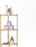 Wisuce Natural Small Corner Shelf Stand, 3-Tier Bamboo Corner Bookshelf | Space-Saving Narrow Corner Shelf | Bathroom Corner Shelf | Shelves for Bedroom, Living Room, Kitchen & Plant Display