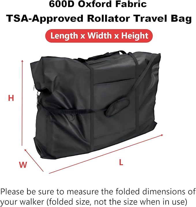 Walker Travel Bag for Airplanes – Custom Rollator Carry Case for Folding Rollators, Compact Wheelchairs & Transport Chairs, Waterproof Protective Storage Bag - Customizable Size
