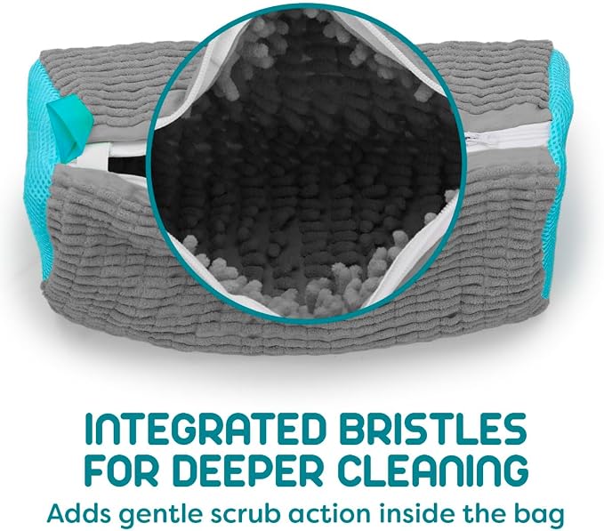 ZENO Shoe Washing Machine Bag - 2pcs - Laundry Shoe Bag for Washer and Dryer - 2pc Reusable Sneaker Cleaning Sack for All type of Tennis - Reinforced Zipper, 360° Deep Cleaning (Gray)