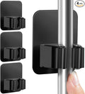 4 Pack Broom Holder Wall Mount, Improved Super Anti-Slip Mop and Broom Holder Wall Mount, Broom Hanger Gripper for Kitchen, Bathroom, Closet, Garden Garage, Black