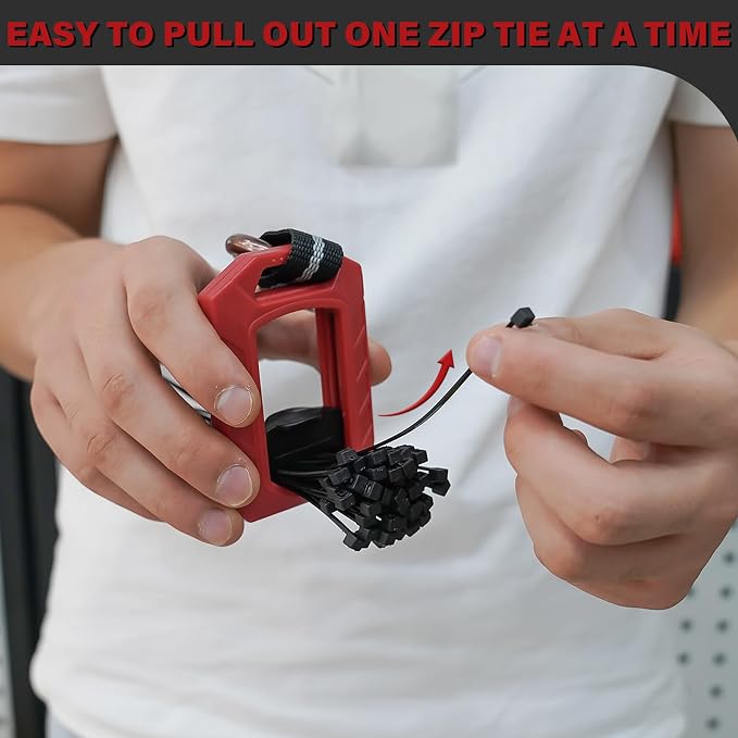 MELOTOUGH 2pcs Zip Tie Holder,Zip Tie Organizer for Zipties Arrangement, Cable Tie Holder Multi-Purpose Indoor and Outdoor Use（Red）