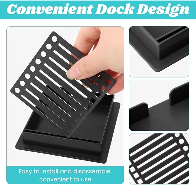 2pcs Sticky Note Stencil Template Compatible with Notes, 3x3 Sticky Pads Dispenser with Stencil, Line Stand Shelf Organizer Dispenser for Desk Office Home School Supplies(Color:Black+Grey)