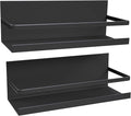 2 Pack Magnetic Spice Rack for Refrigerator,Heave Duty Magnetic Shelf For Kitchen,Magnet Book Shelf For Whiteboard,Space Container,Drill free (Black)