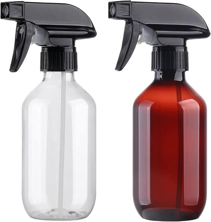 Spray Bottles 2 Pack 10oz Empty Squirt Bottle Plastic Refillable Containers | Fine Mist Water Spray Bottle with Adjustable Nozzle BPA Free Small Spray Bottle for Cleaning, Plants, Pet Training, Hair