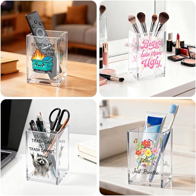 I'm Literally Just A Girl Cosmetic Organizer Pen Holder, Funny Bow Vanity Accessories for Girls Daughter, Desk Accessories Makeup Brushes Holder for Friend Sister, Back To School Gifts Organizer