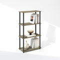 Furinno Turn-N-Tube Book Shelf, 4-Tier Bookshelf, Bookcase with Multipurpose Compact Display Rack, 11.6 x 23.6 x 43.2, for Living Room, Bedroom, Home Office, French Oak/Black