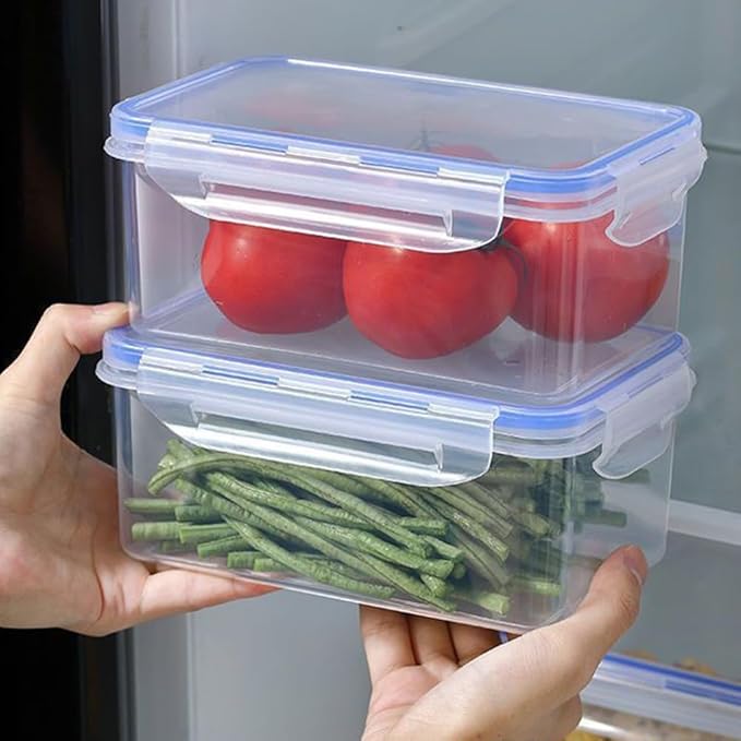 4 Pack Refrigerator Organizers and Storage,Stackable Refrigerator Organizer Bins with Lids,Clear Plastic Food Storage Bins for Kitchen, for Fruit, Vegetable, Food, Drinks, Cereals(COLOR:Transparent)