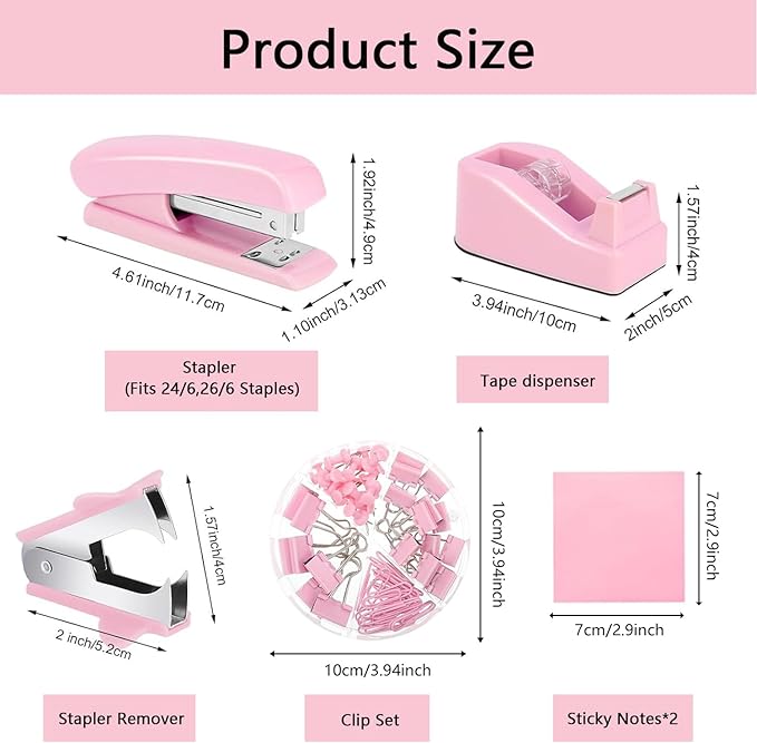 Office Supplies,Desk Accessories,with Stapler, Tape Dispenser,Desk Organizer,Folding Phone Holder,Pen,Journal Notebook,Scissor,Staple Remover,Staples,Clear Tape,Sticky Notes,Paper Clips,Bookmark,Ect