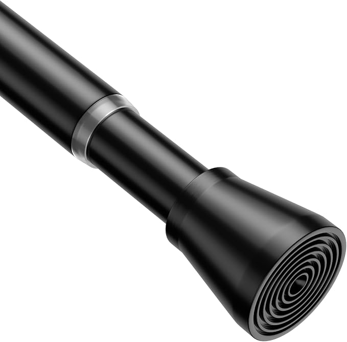 Spring Tension Curtain Rods 33-59 Inch Black 1 Pack | No-drill & tool-free setup. Fits windows, kitchens, doorways. Rust-resistant, great for light curtains.