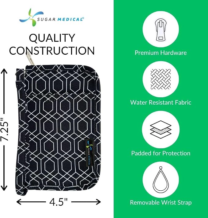 Sugar Medical Diabetes Supply Case | Medical Supplies Travel Bag | Glucose Meter Organizer | Diabetic Care Products | Glucometer Kit (Geometric)