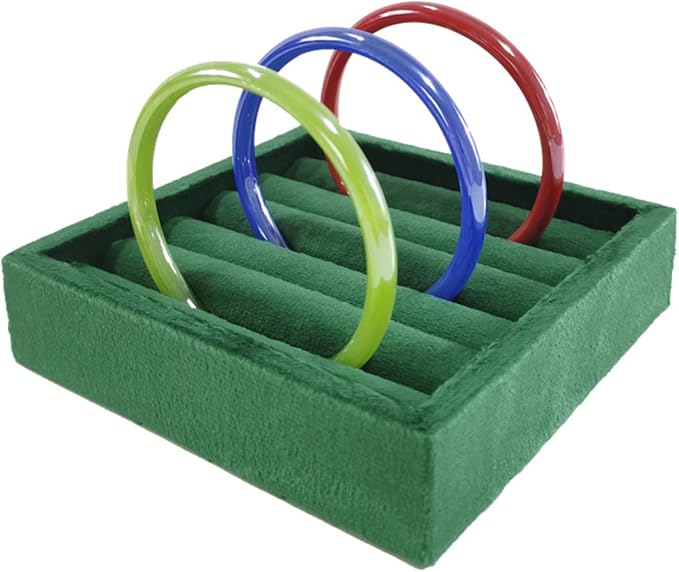 SCIKHETF Velvet Ring Earrings Studs organizer Tray Small Ring Insert Display Tray 5 Slots Stackable (Green)