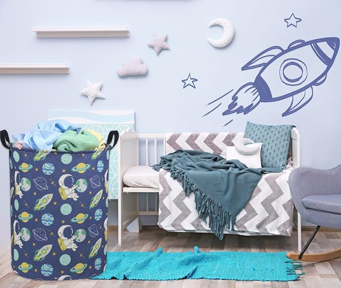 Kids Laundry Hamper,Boys Laundry Basket Collapsible Space Storage Baskets for Home Decor,Office,Toy Organizer,(Astronaut)