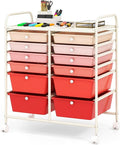 BECOMFORT 12-Drawer Rolling Cart with Drawers, Storage Cart on Wheels, Teacher Classroom Organizers with Metal Frame, Mobile Craft Cart, Trolley Utility Cart for School Office Play Room