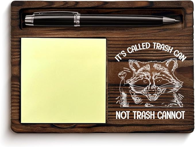 Funny Gag Gifts for Coworkers Colleagues Employees, Humor It's Called Trash Can Not Trash Cannot Raccoon Sticky Note Holder Office Decor