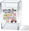 Let’s Do This Before My Anxiety Kicks in Acrylic Cosmetic Pencil Pen Holder Cup, Funny Frog Desk Organizer for Office Decor, Frog Lover Gifts Sarcastic Work Gifts for Women Men Coworker Employee