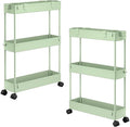 SPACELEAD 2-piece Set Slim Storage Cart 3 Tier,Bathroom Organizer Rolling Utility,Mobile Shelving Unit Slide Out for Office, Kitchen, Laundry Room & Narrow Places