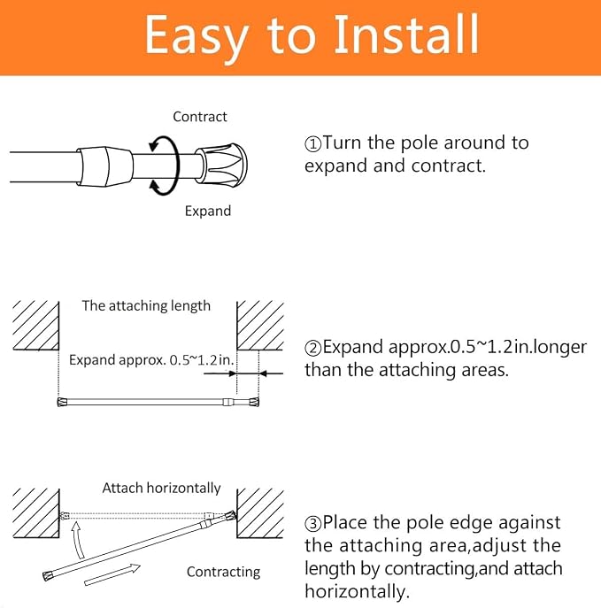 KXLife Spring Tension Curtain Rod No Drill Adjustable 18-30", 6Pcs, White | Expandable Tension Mounted, Renter Friendly, Non-Slip Ends, for Window, RV, Closet