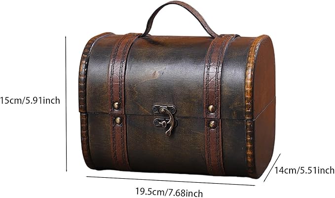 Abstract Resin Sculpture and Wooden Jewelry Box Organizer Vintage Storage Chest for Home Office Coffee Table Decor