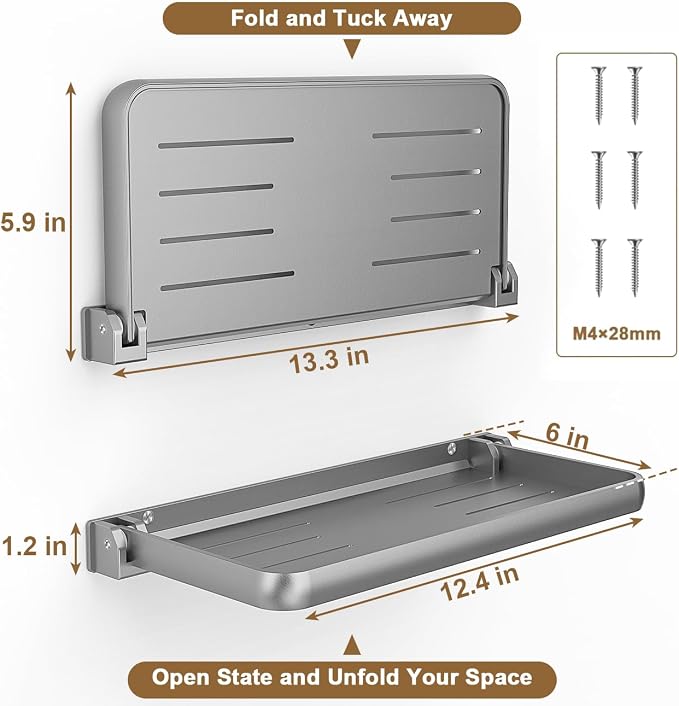 Safoner RV Aluminum Fold-Down Wall Shelf - The Essential Camper Accessory for Interior Organization | Space-Efficient Versatile Floating Storage- 2 Packs