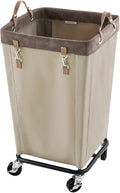 StorageWorks Laundry Basket with Wheels for Clothes, 160L Tan Hamper Cart