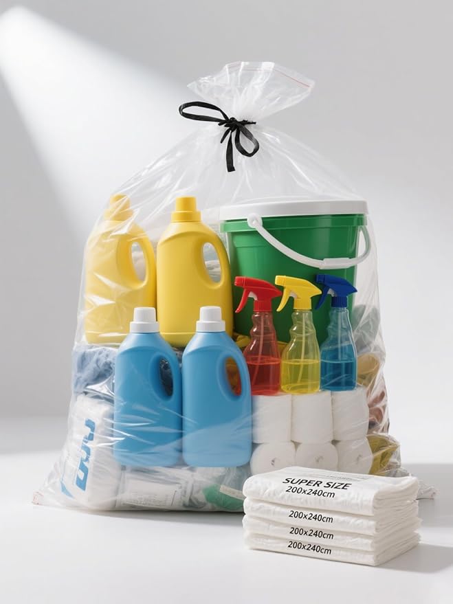 Huge Plastic Bags 79x118 inches Extra Large Clear Plastic Bags for Furniture, Big Luggage, Industry, Business and Agriculture Use (5 pcs)