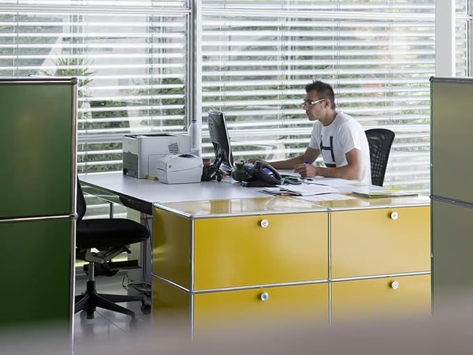 Modern Storage Cabinet Yellow F Versatile Free-Standing Organizer for Home Office Décor, Green (Yellow, F-15 D x 60" W x 29" H)