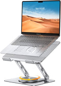 Lamicall Adjustable Laptop Stand for Desk 360° Rotating Base for 10-17.3'' | Aluminum Laptop Riser, Ergonomic Computer Stand Foldable Protable fits MacBook Neo Air Pro Dell HP Lenovo Office Home Sliver
