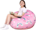 Lukeight Unicorns Stuffed Animals Storage Bean Bag Chair Cover Only (Ships Empty, No Filling) - Velvet YKK Zipper Beanbag Cover for Big Kids Teens, Washable Plush Toy Organizer, XX-Large 36" D x 20" H