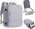 Grey Travel Backpack - Carry On Flight Approved Mochila De Viaje Personal Item - Large Backpack for Men & Women - 18x14x8 Inches