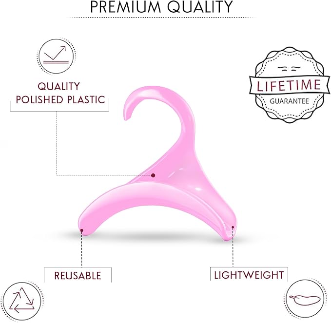 Bag-a-Vie Purse Hanger for Closet - Handbag Organizer Hooks for Hanging Bags & Purses, Protecting Bag Shape & Organizing Space (1 Hanger, Pink Plastic)