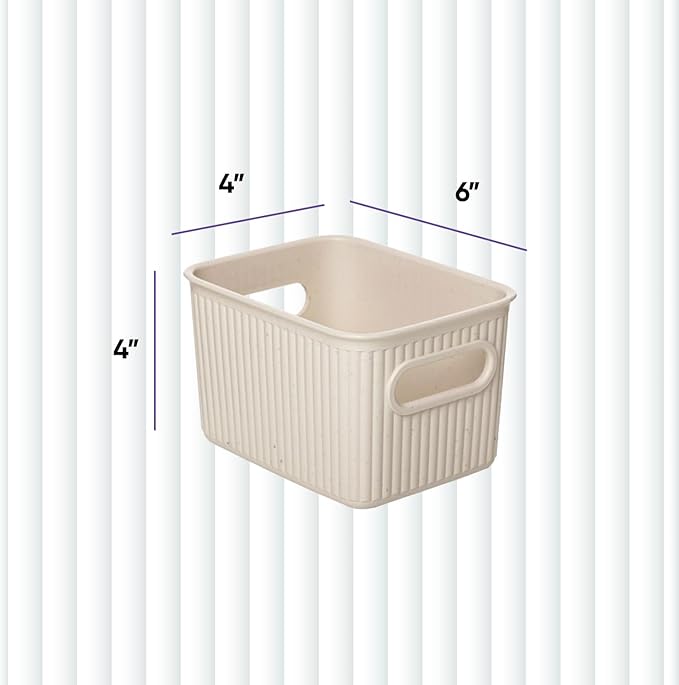Superio Eco-Friendly Decorative Plastic Basket Open Home Storage Bins Organizer Baskets, Small (6 Pack) Container Boxes for Organizing Closet Storage Bins for Shelves Drawer Shelf 1.5 Liter