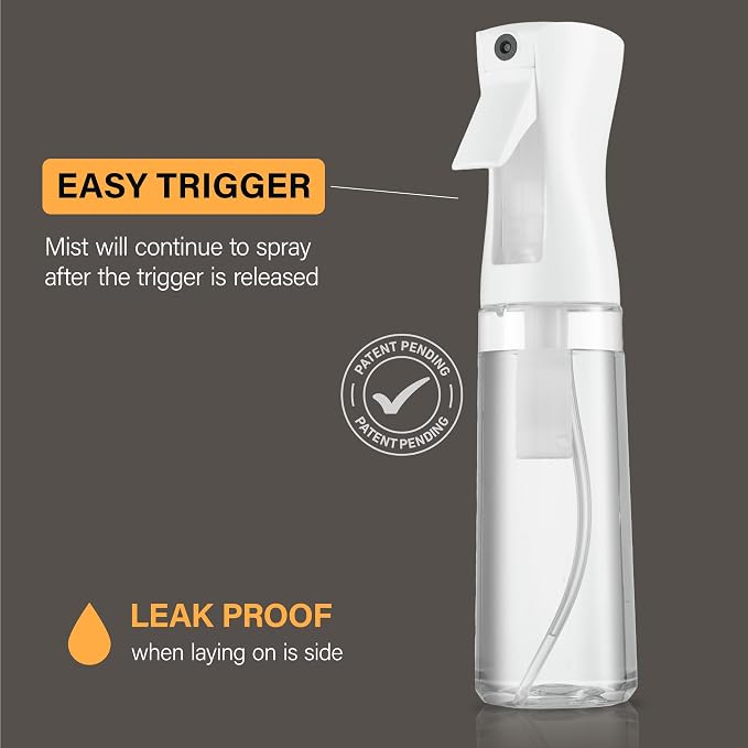 SUPER+ 2 Pack Continuous Spray Bottle for hair - 10 Oz Ultra Fine Mist Sprayer | Water Spray Bottle For Hair Mister Spray Bottle | Hair Spray Bottles For Hairstyling, Cleaning, Salons (2pk 10oz)
