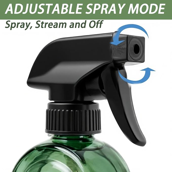 Green Glass Spray Bottle, Refillable Indoor Plant Mister,13.5oz Water Spray Bottle with Adjustable Nozzle,Plant Mister Spray Bottles for Indoor Plants, Cleaning, Hair Care, Pets Care(2pcs)