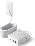 SUPERDANNY Extension Cord,Flat Plug Surge Protector Power Strip,20Ft | 8 AC & 4 USB Ports (2 USB C),Surge Protector with 1050J,Desk Charging Station for Home Office,College Dorm Room Essentials
