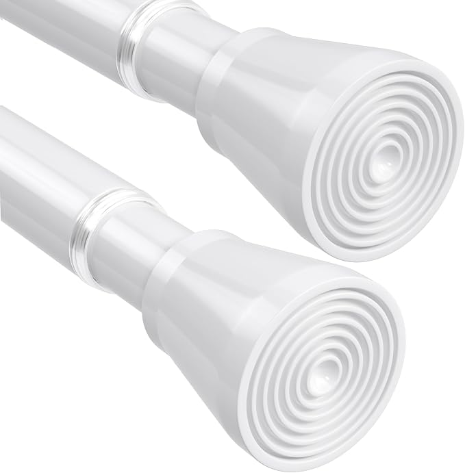 2 Pack White Tension Curtain Rod 30 to 64 Inch,Adjustable Curtain Rod,Shower Tension Curtain Rod No Drilling,7/8" Spring Curtain Rods for Windows Closet Doorway Door