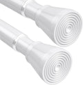 2Pack White Shower Curtain Rod 45 to 77 Inch,Shower Rods for Bathroom,Spring Tension Curtain Rod No Drilling for Windows Doors Closet Kitchen Wardrobe
