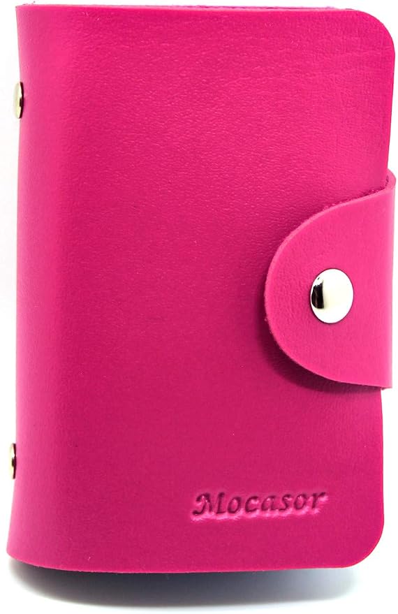 Credit Card Holder for Men & Women Bank Card Case with 24 Insert Slots (Rose Red)