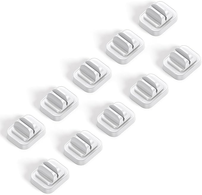 10Pack Cable Spring Holder Clips, Cord Organizer for Desk - Lamicall Adjustable Cord Clip, Wire Holder Organizer, Phone USB Charger Cable Holder, White