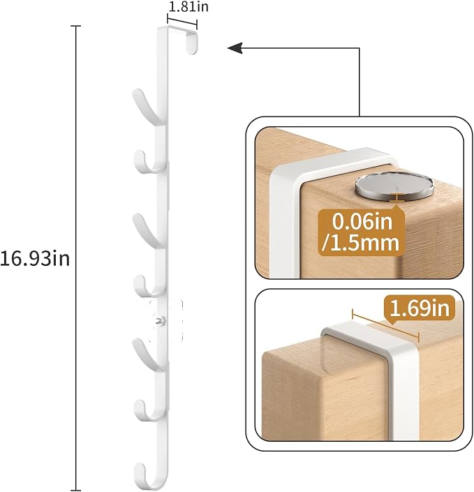 Over The Door Hooks, Metal Door Hooks for Hanging,Door Purse Organizer for Door Coat Hanger, Back of Shower for Hanging Towel Rack Clothes, Hat, Bathroom Bathroom Dorm Bedroom Closet (White-3Packs)