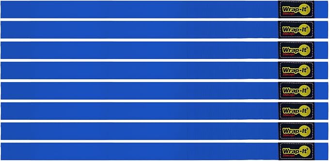 Quick-Straps by Wrap-It Storage - 18" (8-Pack) Blue - Hook and Loop Hose and Cable Organizers