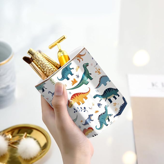 Cute Pen Holder, Pencil Cup for Desk, Desk Organizer, Durable Ceramic Decorative Makeup Brush Desktop Accessories, Stylish Stationery for Office, Home, Cute Dinosaur Pattern