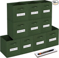 11x11 storage cube bins (Set of 10) Foldable Fabric storage cubes with 10 Labels Window Cards & a Pen,11 inch cube storage bin,Closet Organizers for Shelves,Cubby Organizer Boxes,Dark Green